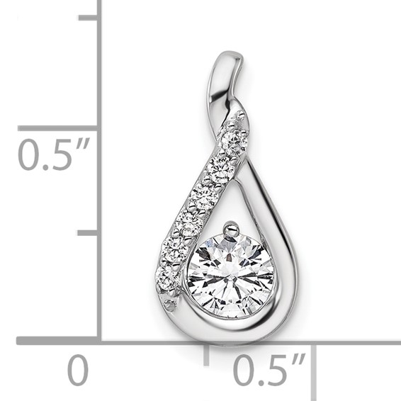 14K White Gold Complete 5/8 carat Diamond Teardrop Chain Slide