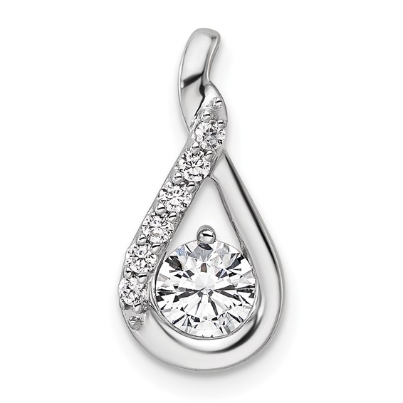 14K White Gold Complete 5/8 carat Diamond Teardrop Chain Slide