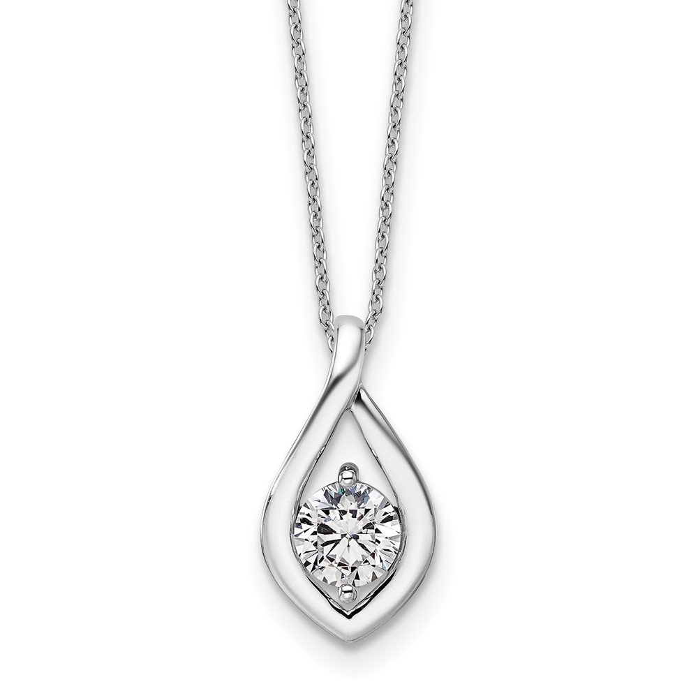 14K White Gold 0.75 Carat Certified Lab Grown Diamond VS SI+ G+ Complete Necklace, 18"