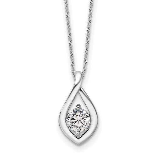 14K White Gold 0.75 Carat Lab Grown Diamond VS SI+ G+ Complete Necklace, 18"