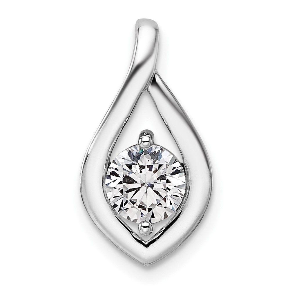 14K White Gold Holds 0.75ct Round Pendant Mounting