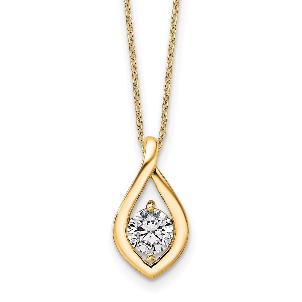 14K Yellow Gold 0.75 Carat Certified Lab Grown Diamond VS SI+ G+ Complete Necklace, 18"