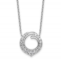 14K White Gold 1 Carat Lab Grown Diamond VS SI+ G+ Round Necklace, 18" view 1