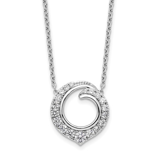 14K White Gold 1 Carat Lab Grown Diamond VS SI+ G+ Round Necklace, 18"