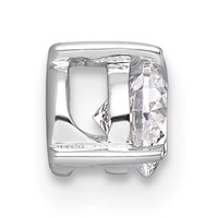 14K White Gold 0.38 Carat Lab Grown Diamond VS SI+ G+ Round Complete Three Prong Chain Slide Pendant view 2