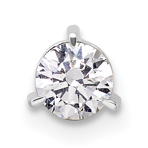 14k White Gold 3/8 carat Lab Grown Diamond VS/SI+ G+ Round Complete Three Prong Chain Slide Pendant (PM10231-035-WLG)