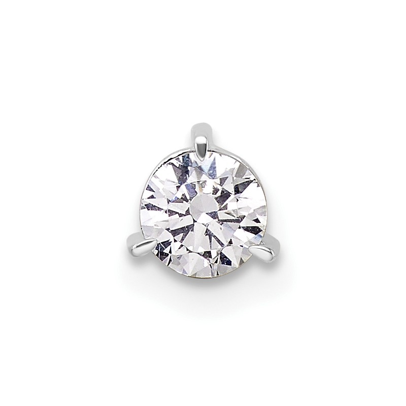 14k White Gold 3/8 carat Lab Grown Diamond VS/SI+ G+ Round Complete Three Prong Chain Slide Pendant