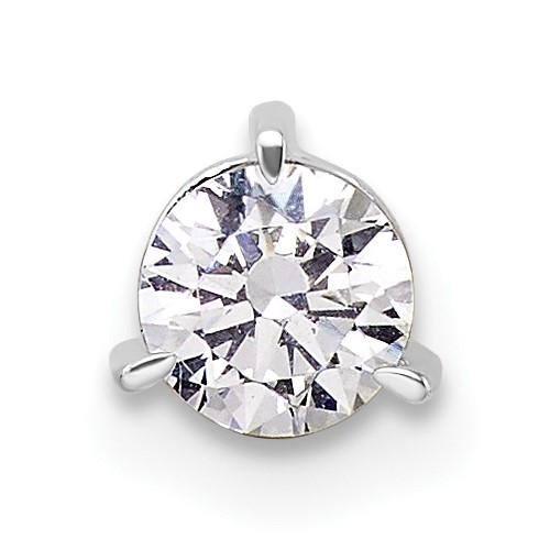 14K White Gold 0.38 Carat Lab Grown Diamond VS SI+ G+ Round Complete Three Prong Chain Slide Pendant