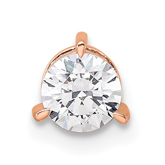 14K Rose Gold Lab Grown VS/SI+ G+ Dia 3 Prong Complete Chain Slide