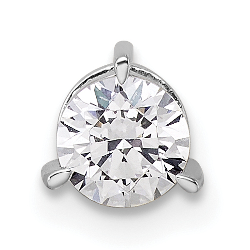 14k White Gold 1/2 carat Lab Grown Diamond VS/SI+ G+ Round Complete Three Prong Chain Slide Pendant (PM10231-050-WLG)