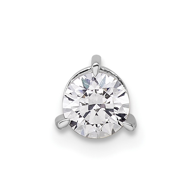 14k White Gold 1/2 carat Lab Grown Diamond VS/SI+ G+ Round Complete Three Prong Chain Slide Pendant