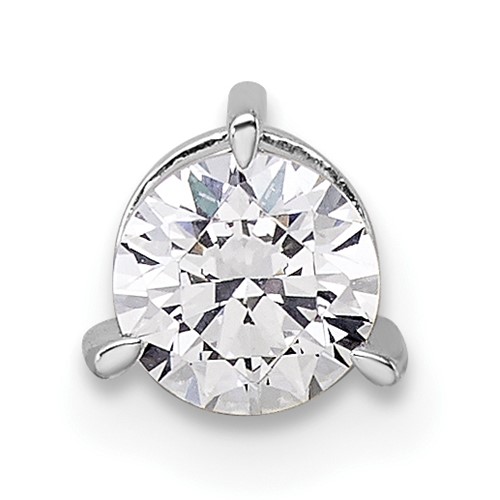14K White Gold 0.50 Carat Lab Grown Diamond VS SI+ G+ Round Complete Three Prong Chain Slide Pendant