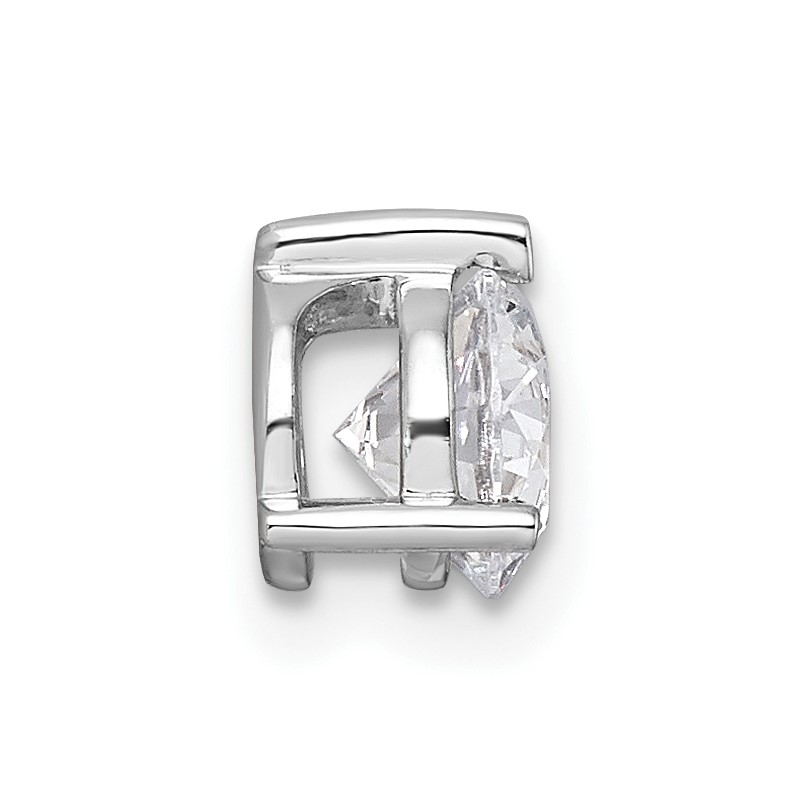14k White Gold 3/4 carat Lab Grown Diamond VS/SI+ G+ Round Complete Three Prong Chain Slide Pendant