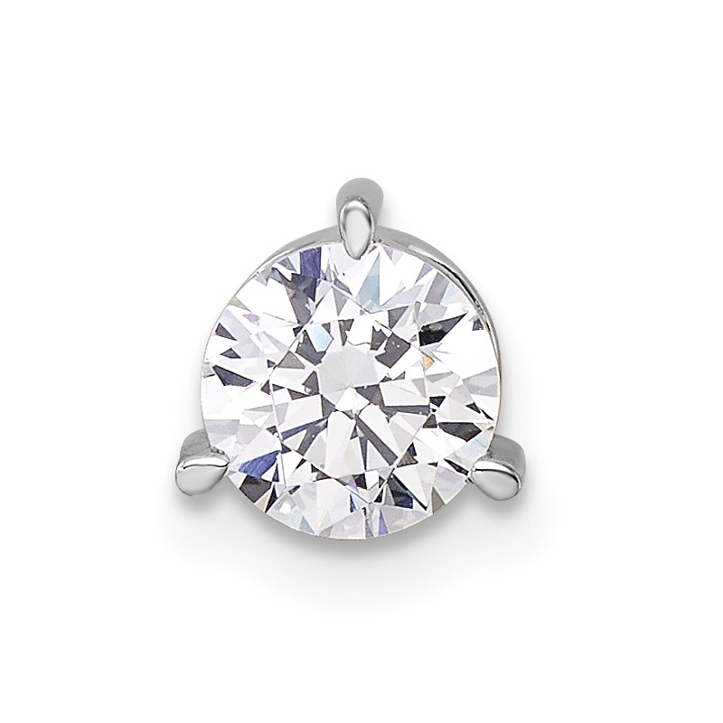 14k White Gold 3/4 carat Lab Grown Diamond VS/SI+ G+ Round Complete Three Prong Chain Slide Pendant