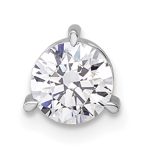 14K White Gold 0.75 Carat Lab Grown Diamond VS SI+ G+ Round Complete Three Prong Chain Slide Pendant