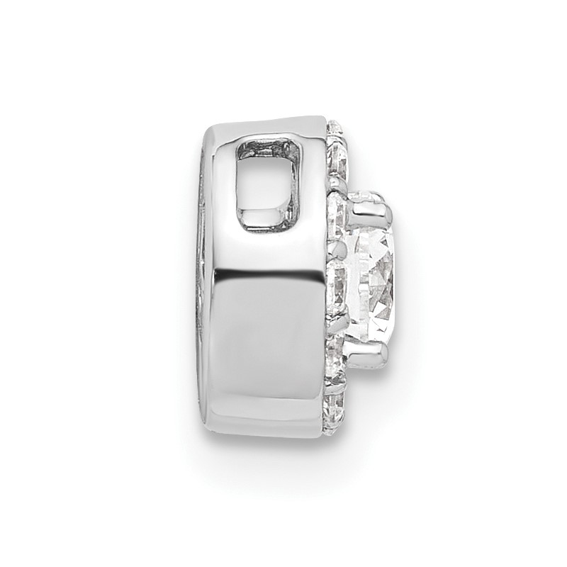 14k White Gold 1/2 carat Lab Grown Diamond VS/SI+ G+ Round Complete Halo Chain Slide Pendant