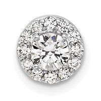 14K White Gold 0.50 Carat Lab Grown Diamond VS SI+ G+ Round Complete Halo Chain Slide Pendant view 1
