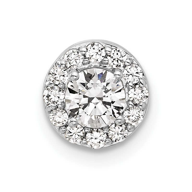 14k White Gold 1/2 carat Lab Grown Diamond VS/SI+ G+ Round Complete Halo Chain Slide Pendant