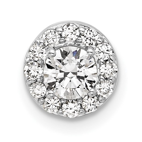 14K White Gold 0.50 Carat Lab Grown Diamond VS SI+ G+ Round Complete Halo Chain Slide Pendant
