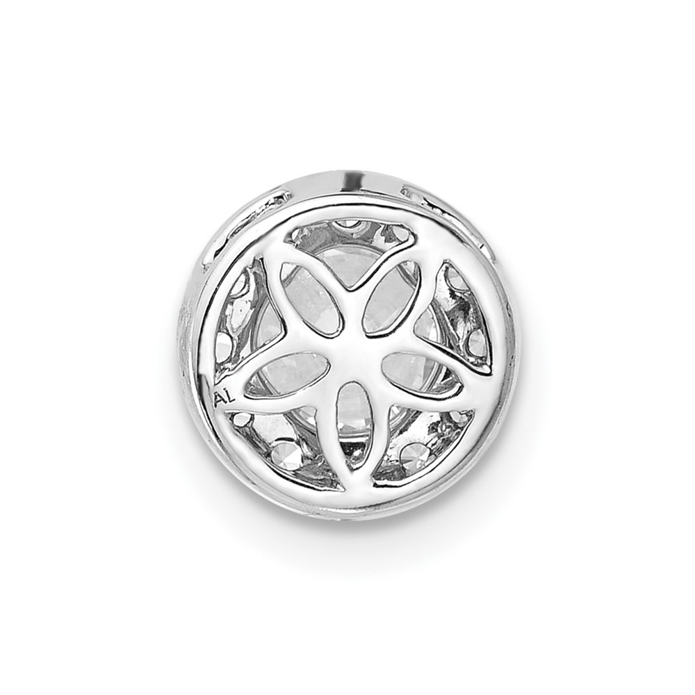 14k White Gold 3/4 carat Lab Grown Diamond VS/SI+ G+ Round Complete Halo Chain Slide Pendant (PM10232-075-WLG)