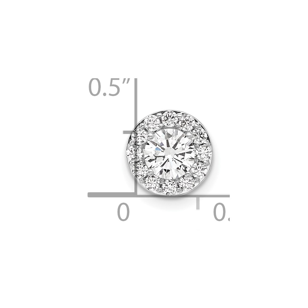 14k White Gold 3/4 carat Lab Grown Diamond VS/SI+ G+ Round Complete Halo Chain Slide Pendant (PM10232-075-WLG)