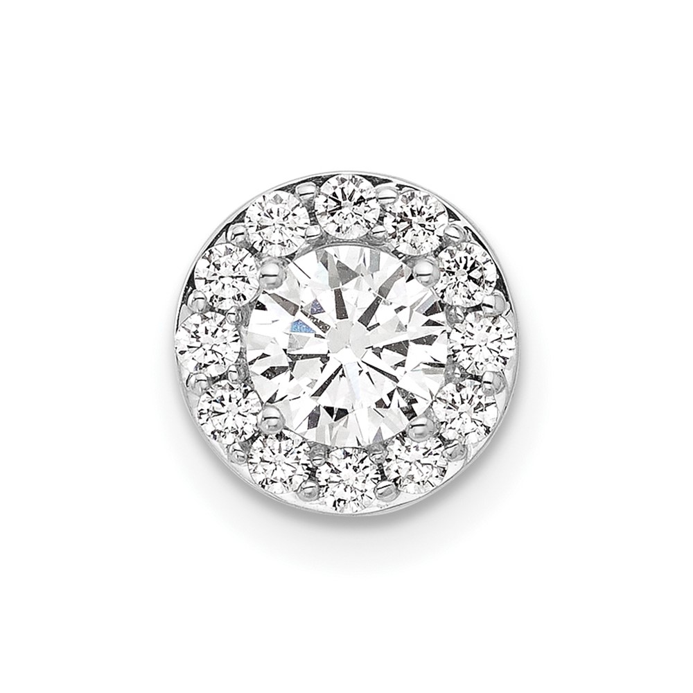 14k White Gold 3/4 carat Lab Grown Diamond VS/SI+ G+ Round Complete Halo Chain Slide Pendant (PM10232-075-WLG)