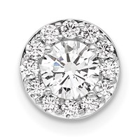 14K White Gold 0.75 Carat Lab Grown Diamond VS SI+ G+ Round Complete Halo Chain Slide Pendant view 1