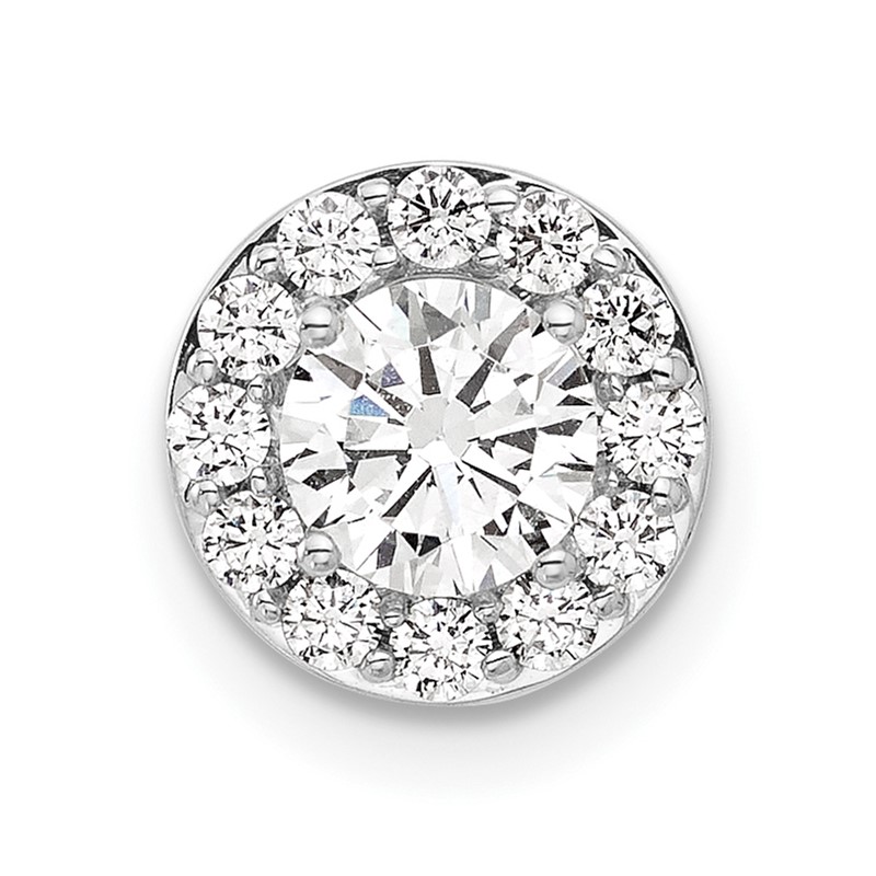 14k White Gold 3/4 carat Lab Grown Diamond VS/SI+ G+ Round Complete Halo Chain Slide Pendant
