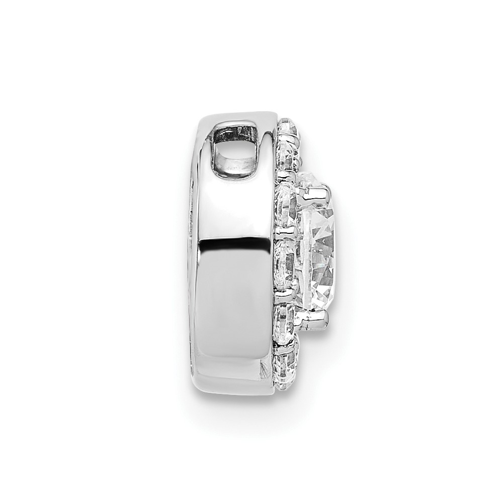 14k White Gold 1 carat Lab Grown Diamond VS/SI+ G+ Round Complete Halo Chain Slide Pendant (PM10232-100-WLG)