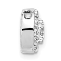 14K White Gold 1 Carat Lab Grown Diamond VS SI+ G+ Round Complete Halo Chain Slide Pendant view 2