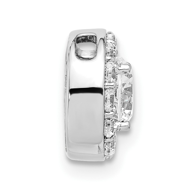 14k White Gold 1 carat Lab Grown Diamond VS/SI+ G+ Round Complete Halo Chain Slide Pendant