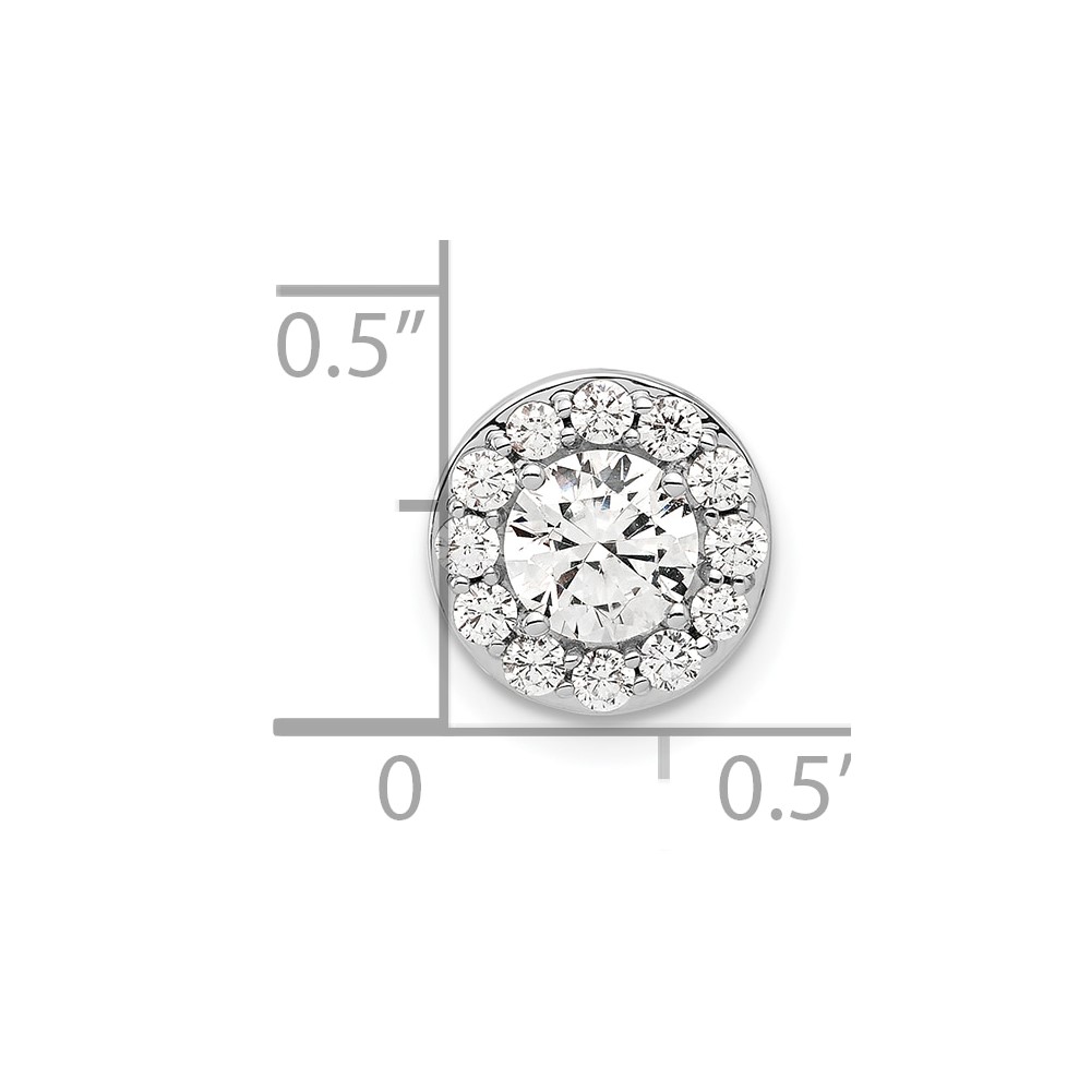 14k White Gold 1 carat Lab Grown Diamond VS/SI+ G+ Round Complete Halo Chain Slide Pendant (PM10232-100-WLG)