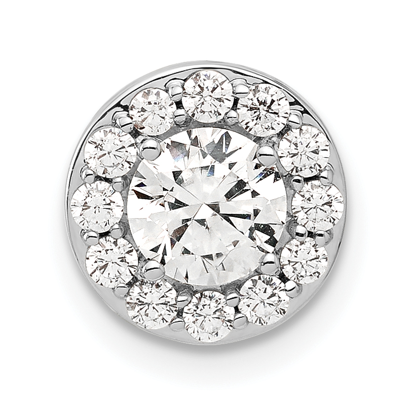 14k White Gold 1 carat Lab Grown Diamond VS/SI+ G+ Round Complete Halo Chain Slide Pendant (PM10232-100-WLG)