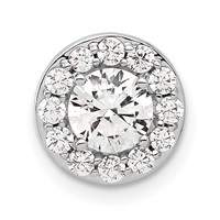 14K White Gold 1 Carat Lab Grown Diamond VS SI+ G+ Round Complete Halo Chain Slide Pendant view 1