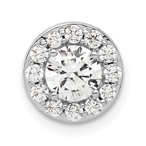 14K White Gold 1 Carat Lab Grown Diamond VS SI+ G+ Round Complete Halo Chain Slide Pendant