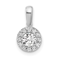 14K White Gold 0.50 Carat Lab Grown Diamond VS SI+ G+ Round Complete Halo Pendant view 1