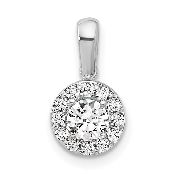 Gold Lab Grown Diamond Round Halo Pendant