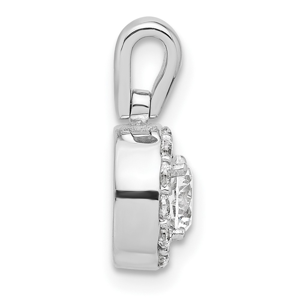 14k White Gold 3/4 carat Lab Grown Diamond VS/SI+ G+ Round Complete Halo Pendant (PM10233-075-WLG)