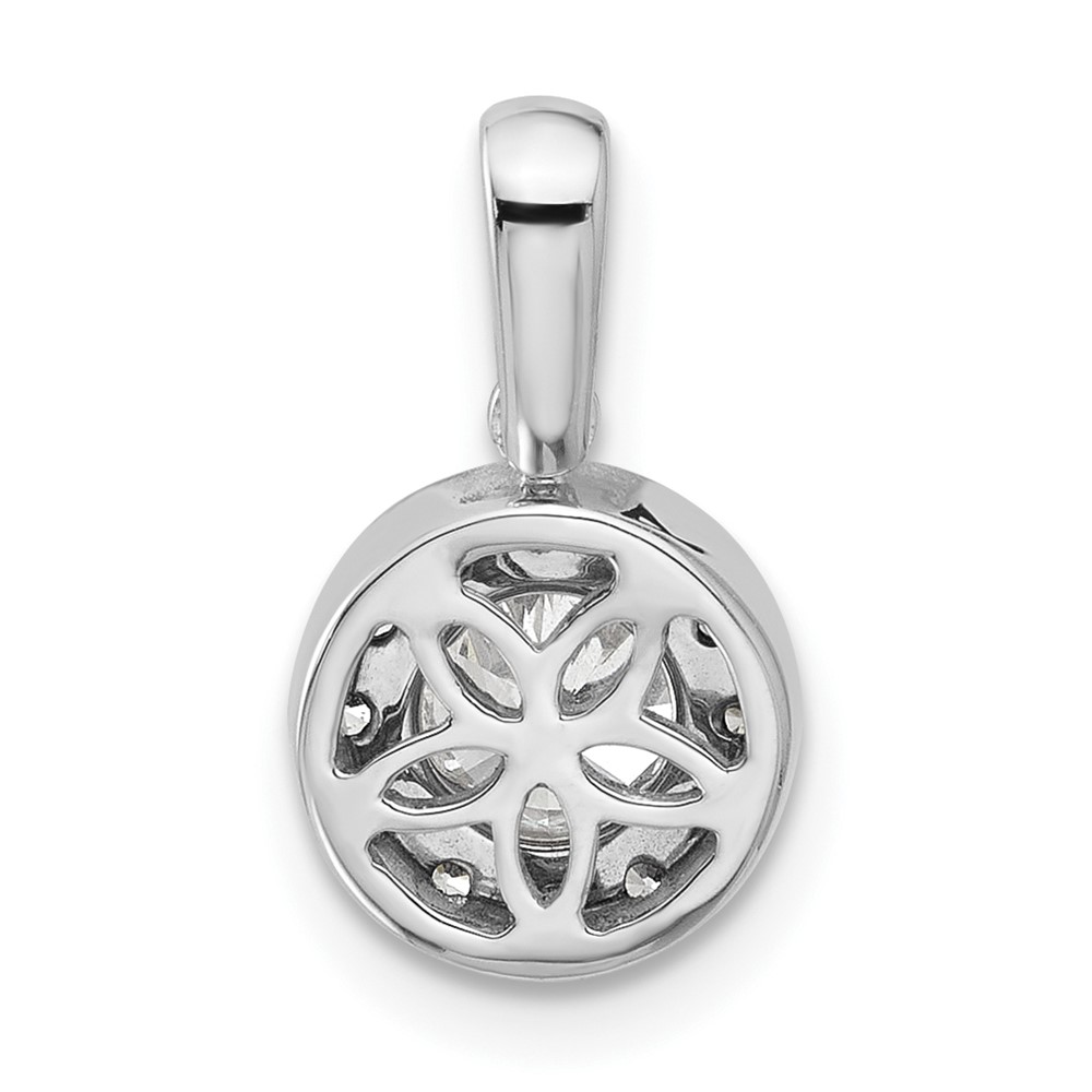 14k White Gold 3/4 carat Lab Grown Diamond VS/SI+ G+ Round Complete Halo Pendant (PM10233-075-WLG)