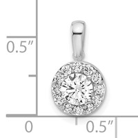 14K White Gold 0.75 Carat Lab Grown Diamond VS SI+ G+ Round Complete Halo Pendant view 4