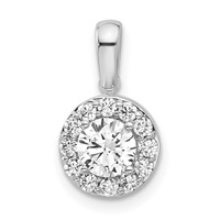 14K White Gold 0.75 Carat Lab Grown Diamond VS SI+ G+ Round Complete Halo Pendant view 1