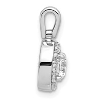 14K White Gold 1 Carat Lab Grown Diamond VS SI+ G+ Round Complete Halo Pendant view 2