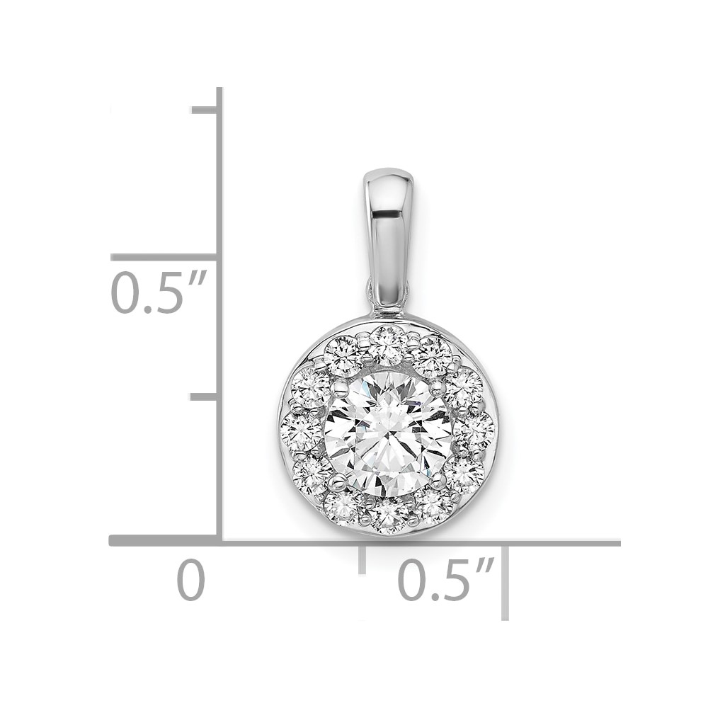 14k White Gold 1 carat Lab Grown Diamond VS/SI+ G+ Round Complete Halo Pendant (PM10233-100-WLG)