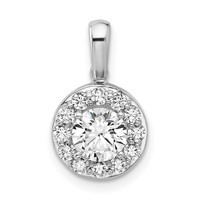 14K White Gold 1 Carat Lab Grown Diamond VS SI+ G+ Round Complete Halo Pendant view 1