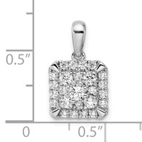 14K White Gold 0.50 Carat Lab Grown Diamond VS SI+ G+ Complete Square Cluster Pendant view 4