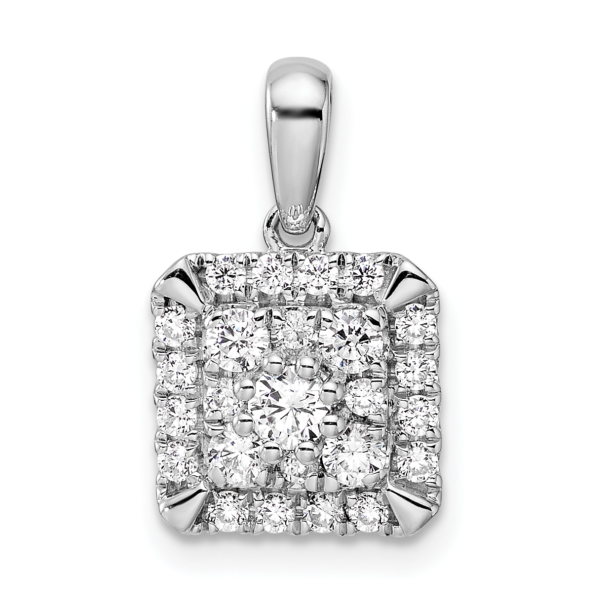 14k White Gold 1/2 carat Lab Grown Diamond VS/SI+ G+ Complete Square Cluster Pendant (PM10234-050-WLG)