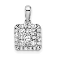 14K White Gold 0.50 Carat Lab Grown Diamond VS SI+ G+ Complete Square Cluster Pendant view 1