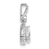 14K White Gold WG Lab Grown Diamond VS SI+ G+ Halo Pear Semi-Mount Pendant view 2