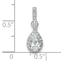 14K White Gold WG Lab Grown Diamond VS SI+ G+ Halo Pear Semi-Mount Pendant view 4