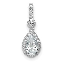 14K White Gold WG Lab Grown Diamond VS SI+ G+ Halo Pear Semi-Mount Pendant view 1